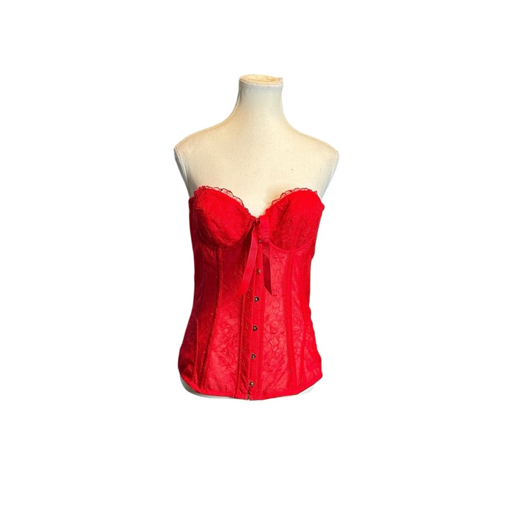 Savage X Fenty Red Embroidered Red Corset Bustier